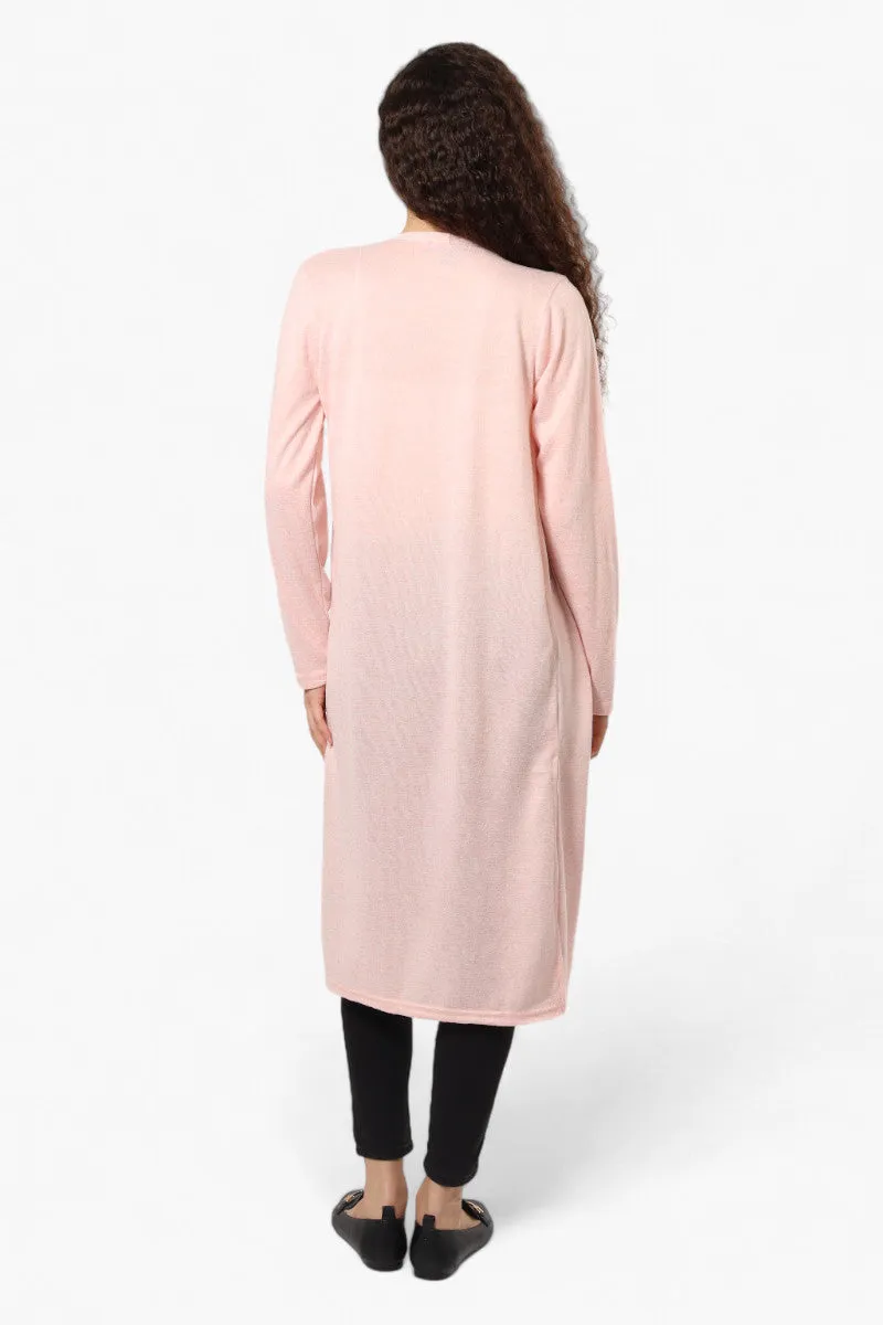 Runaway Bay Long Sleeve Side Slit Duster Cardigan - Pink