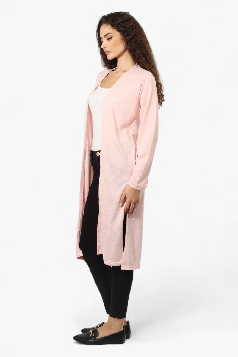 Runaway Bay Long Sleeve Side Slit Duster Cardigan - Pink