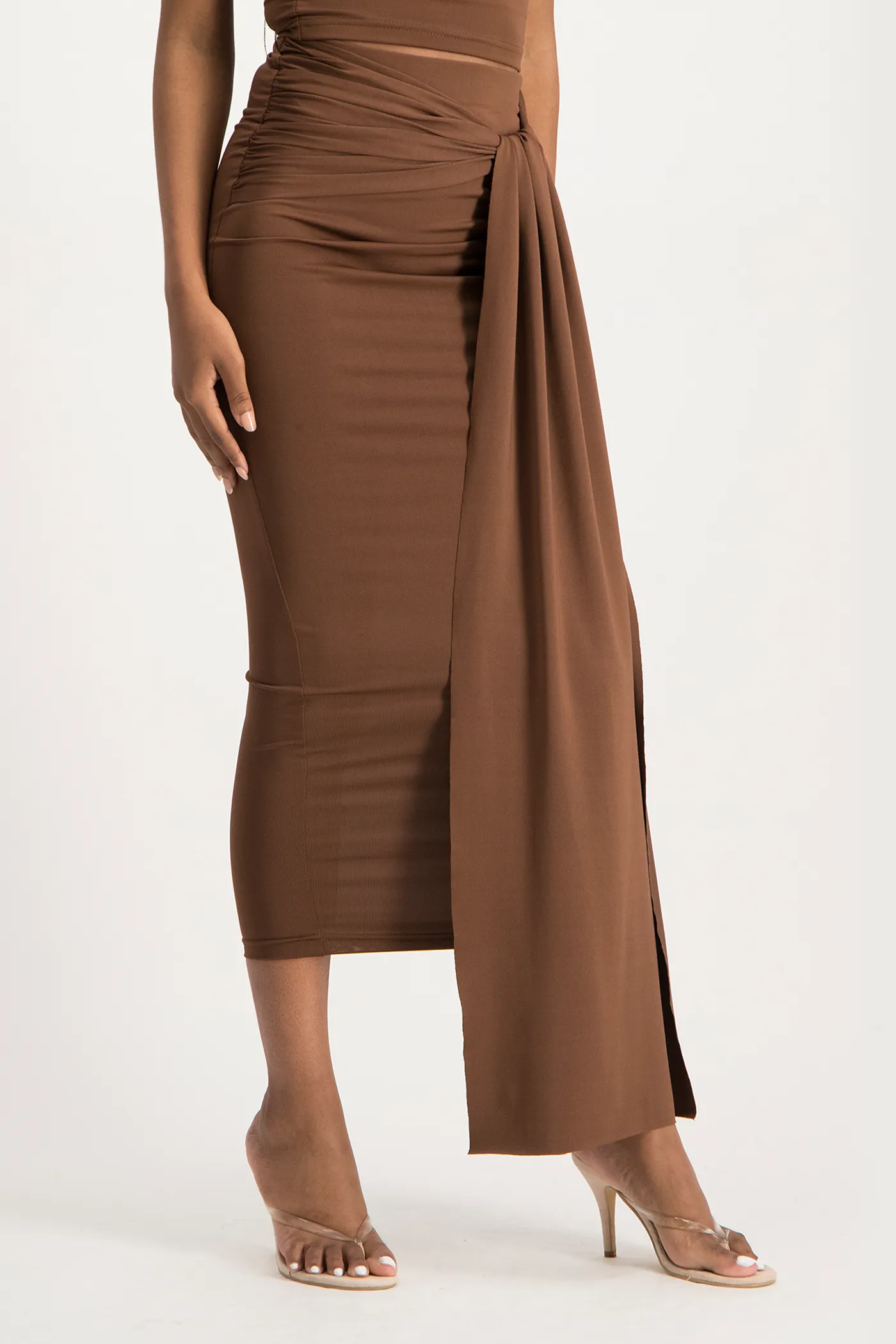 Savannah Wrap Tie Detail Skirt - Pinecone