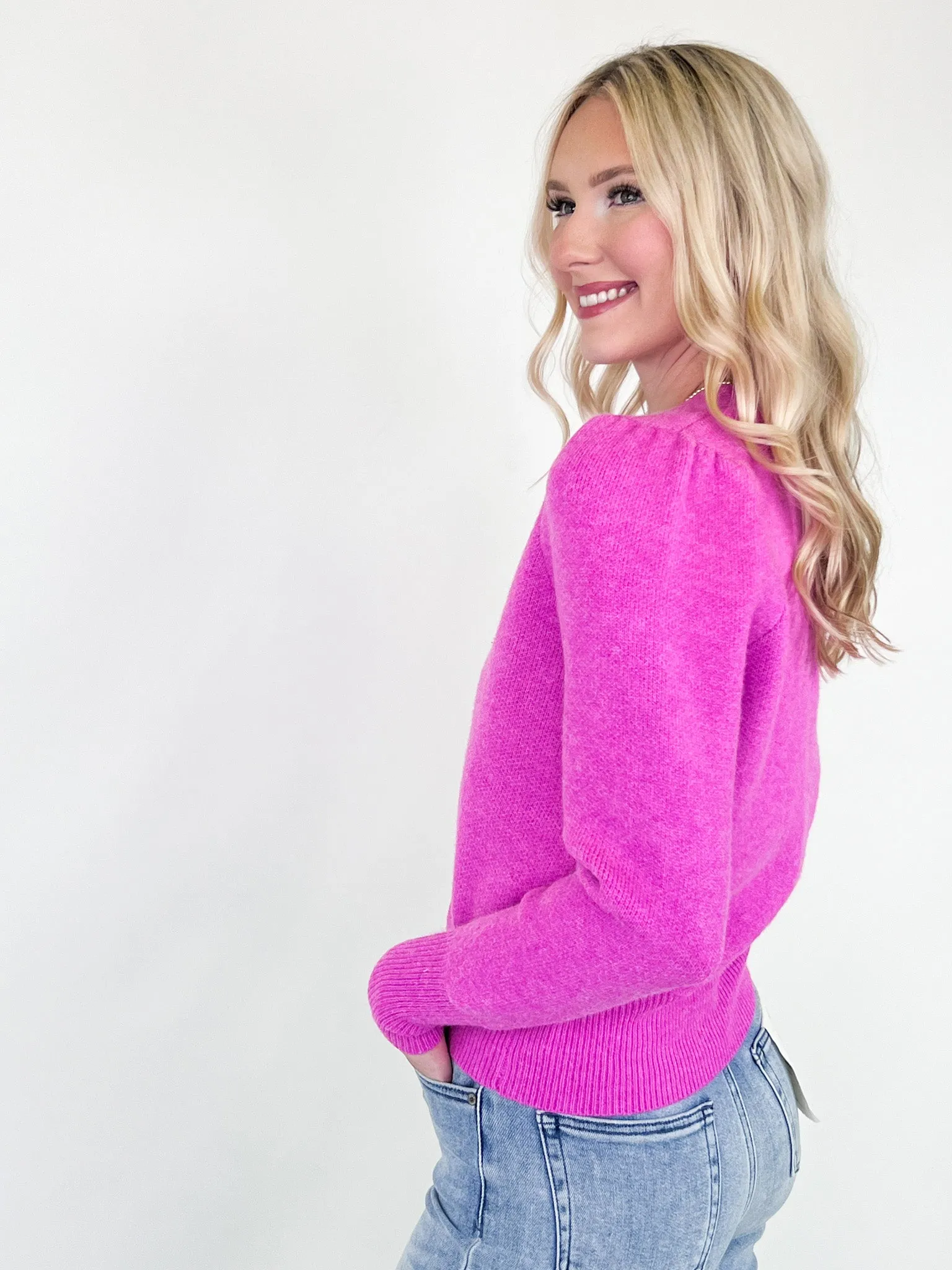 Scottie - Button Down Cardigan (Hot Pink)