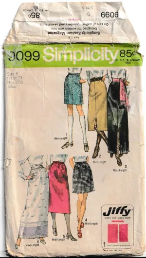 Set of Straight Skirts - Waist 59 cm - Vintage Pattern - Simplicity 9099 - 1970