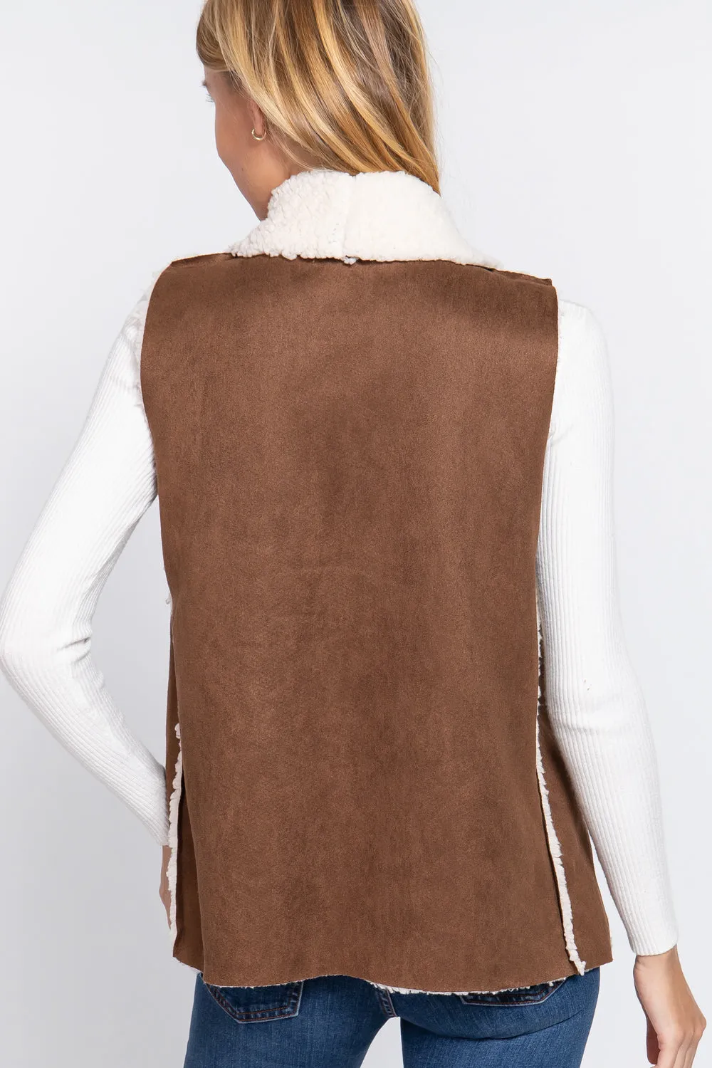 Shawl Faux Suede Fur Bonded Vest