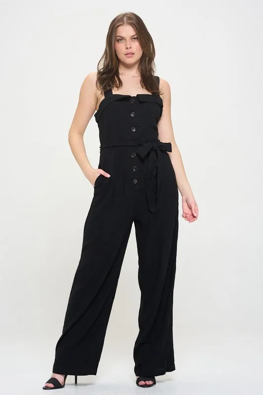 Sleeveless Button Down Jumpsuit