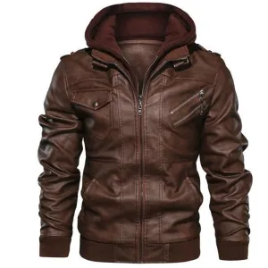 Spring Fashion Motorcycle Leather Jacket Men Slim Fit Oblique Zipper PU Jacket