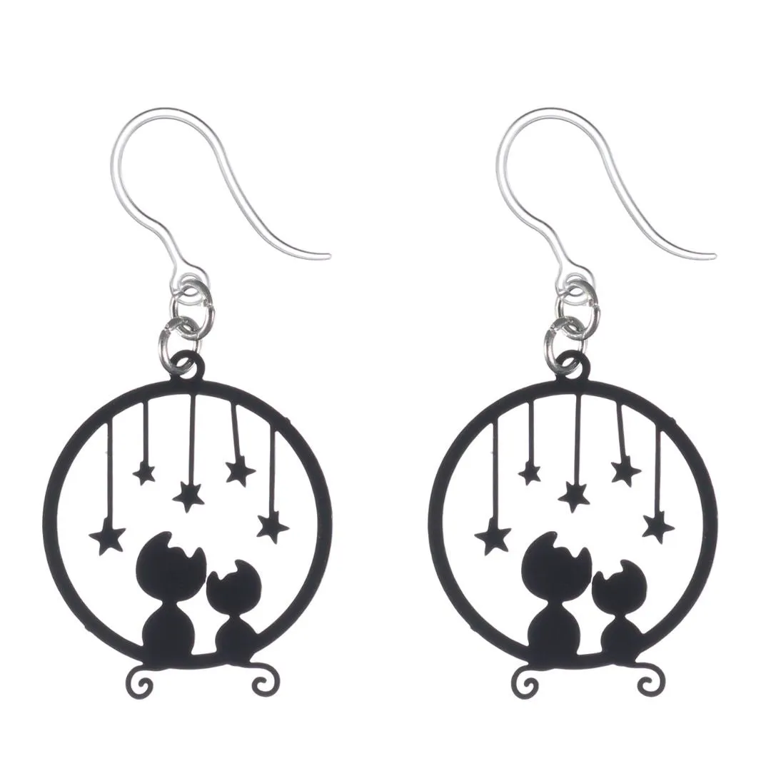 Star Cat Dangles Hypoallergenic Earrings for Sensitive Ears Made with Plastic Posts