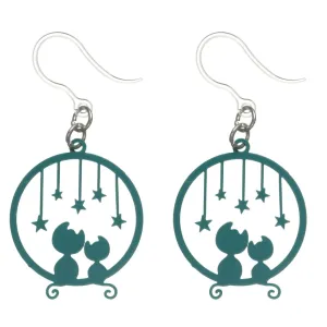 Star Cat Dangles Hypoallergenic Earrings for Sensitive Ears Made with Plastic Posts