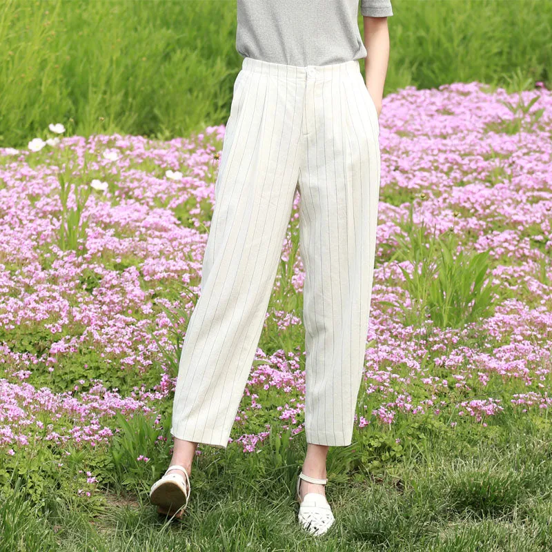 Summer Linen Summer Autumn Women Casual Pants with Pockets SXM97243