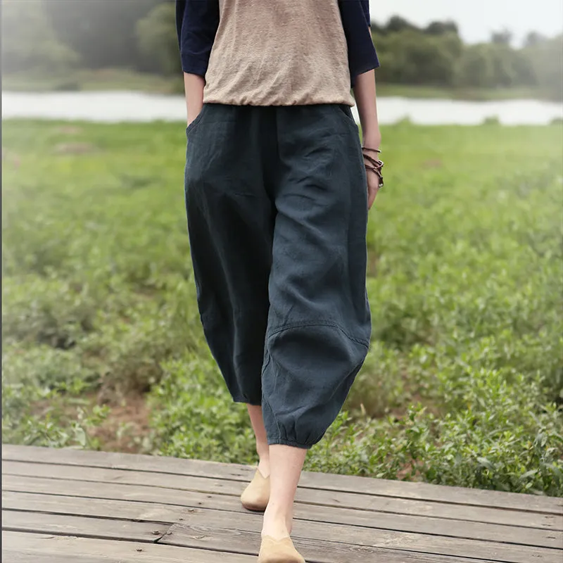 Summer Women Casual Linen Wide Leg Pants BZ981102