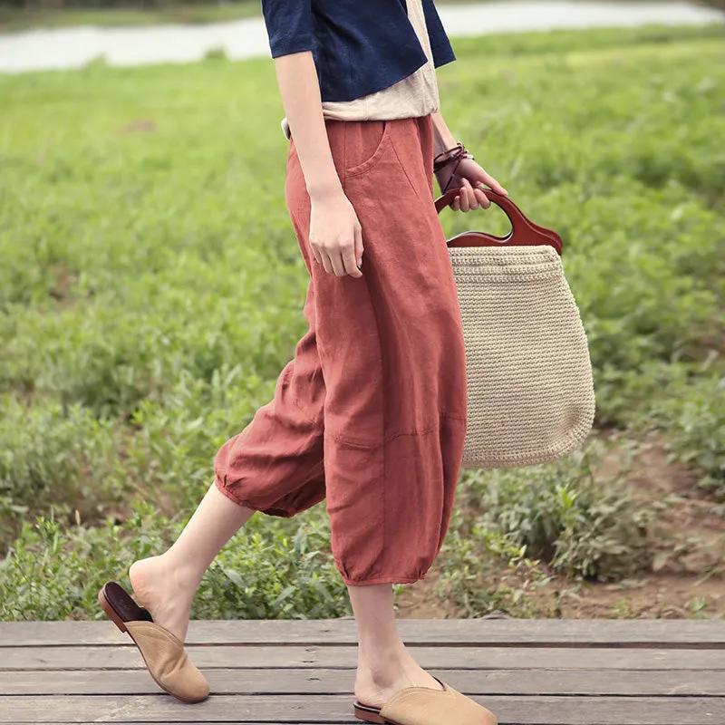 Summer Women Casual Linen Wide Leg Pants BZ981102