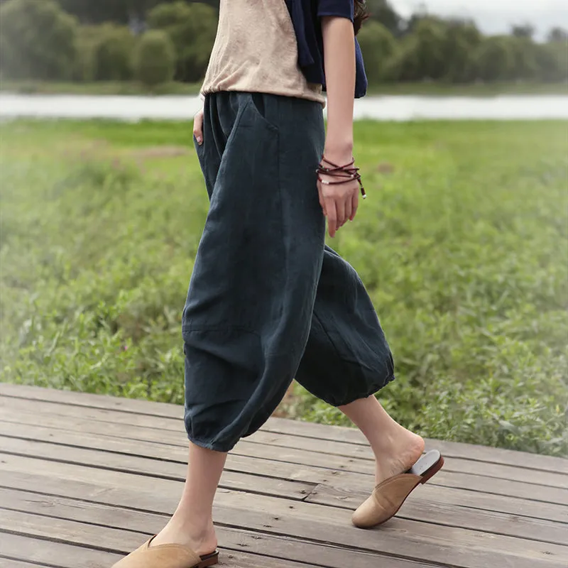 Summer Women Casual Linen Wide Leg Pants BZ981102