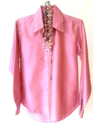 Thai Silk Button Down Shirt Pink Tourmaline