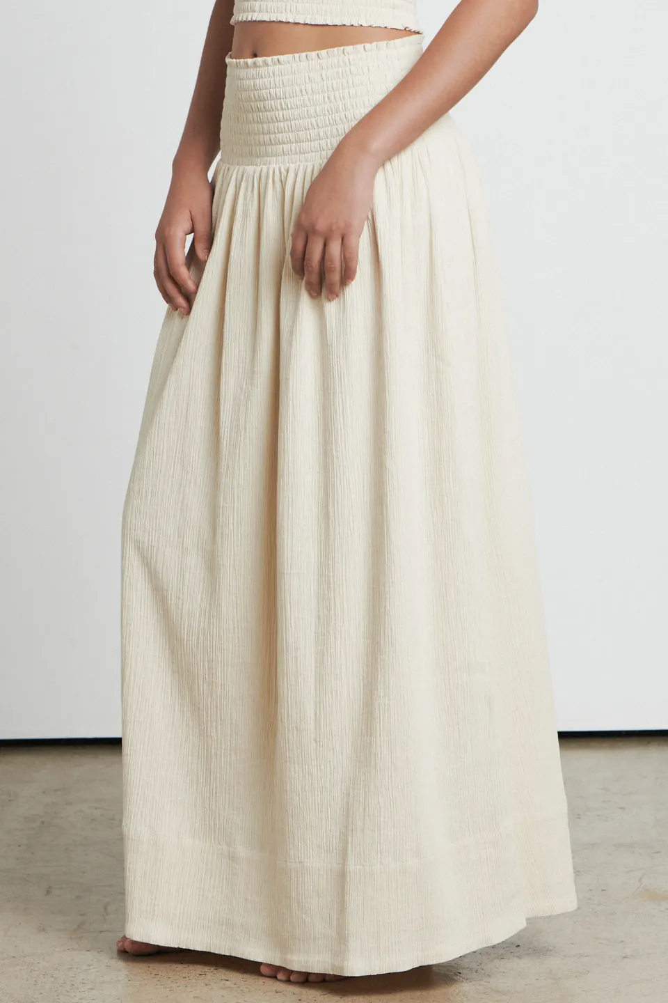 The Crinkle Cream Maxi Skirt