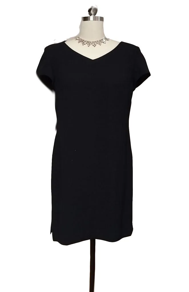 THE "LITTLE BLACK DRESS" IN CREPE ADORNED WITH 3 ROWS OF SPARKLING BEADS IN BACK