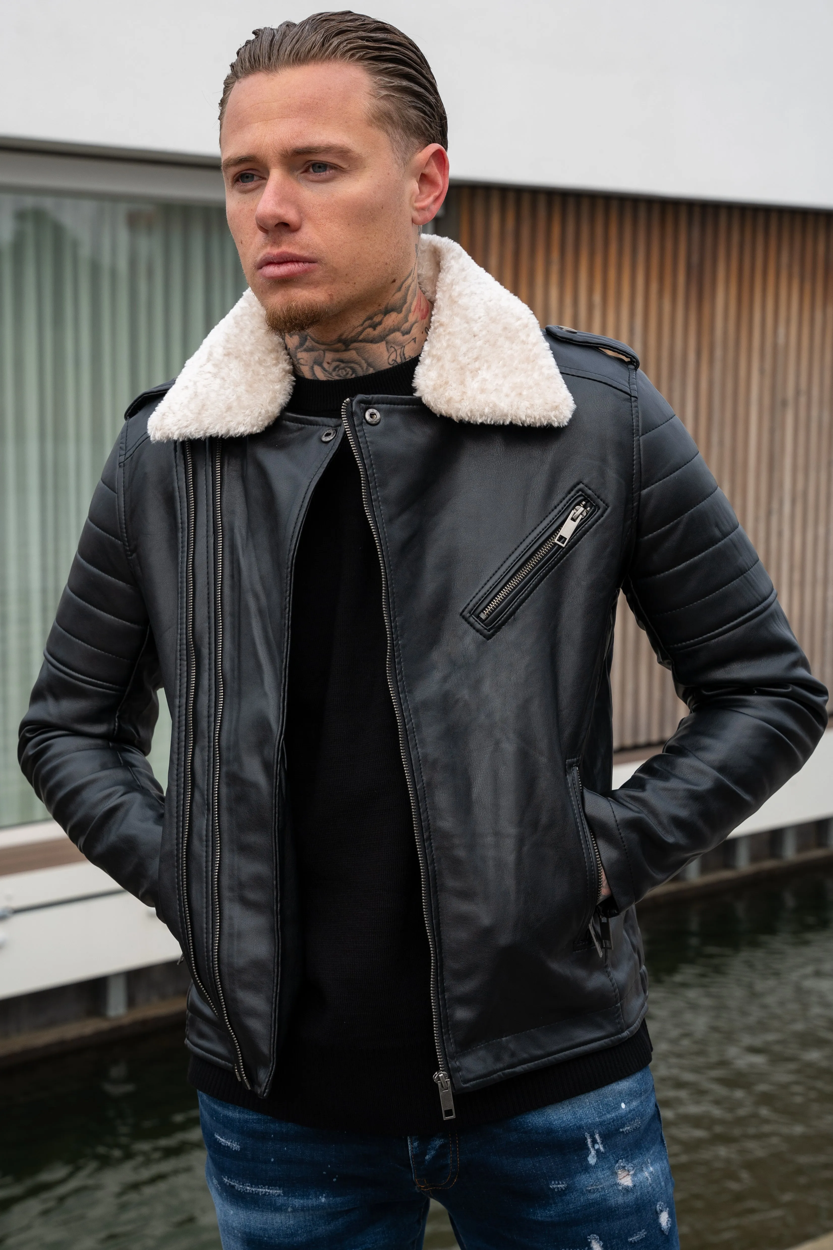 THE SAPPORO FUR COLLAR LEATHER JACKET