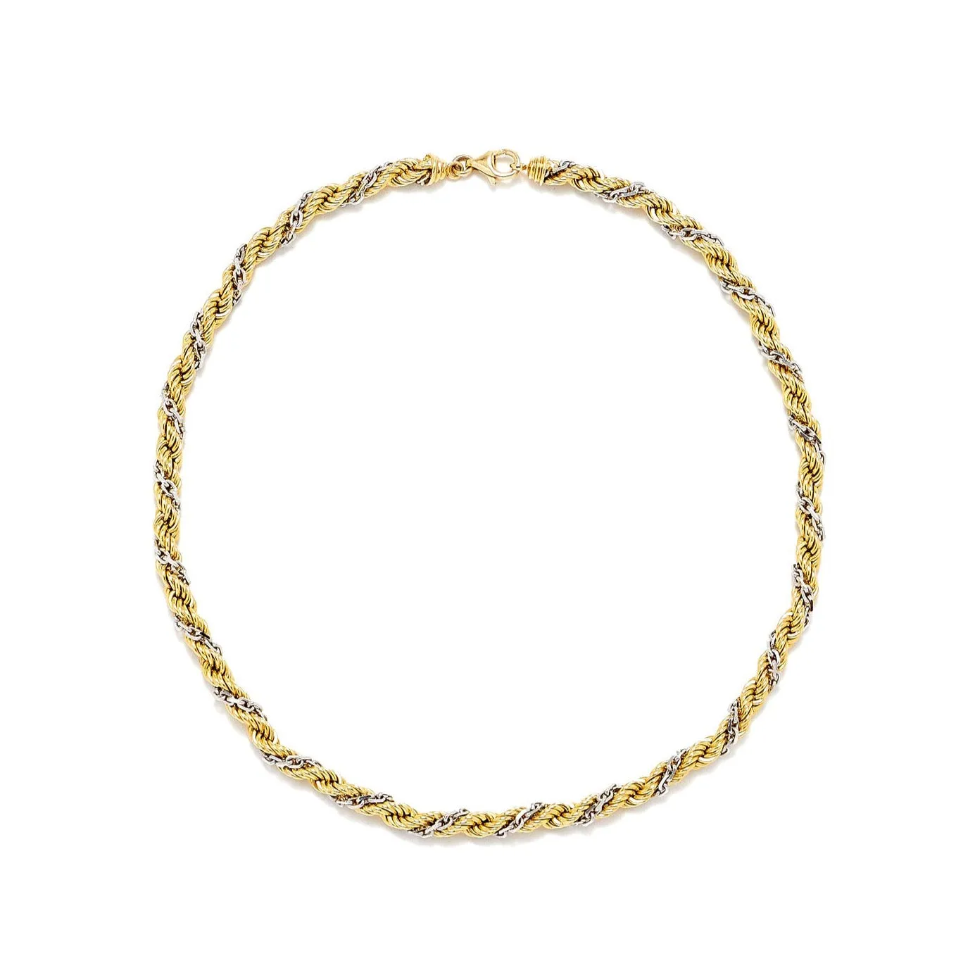 Two Tone Twisted Gold Rope Chain Necklace