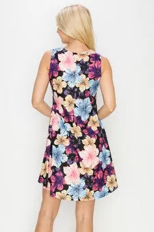 Vibrant Hibiscus Printed Dress