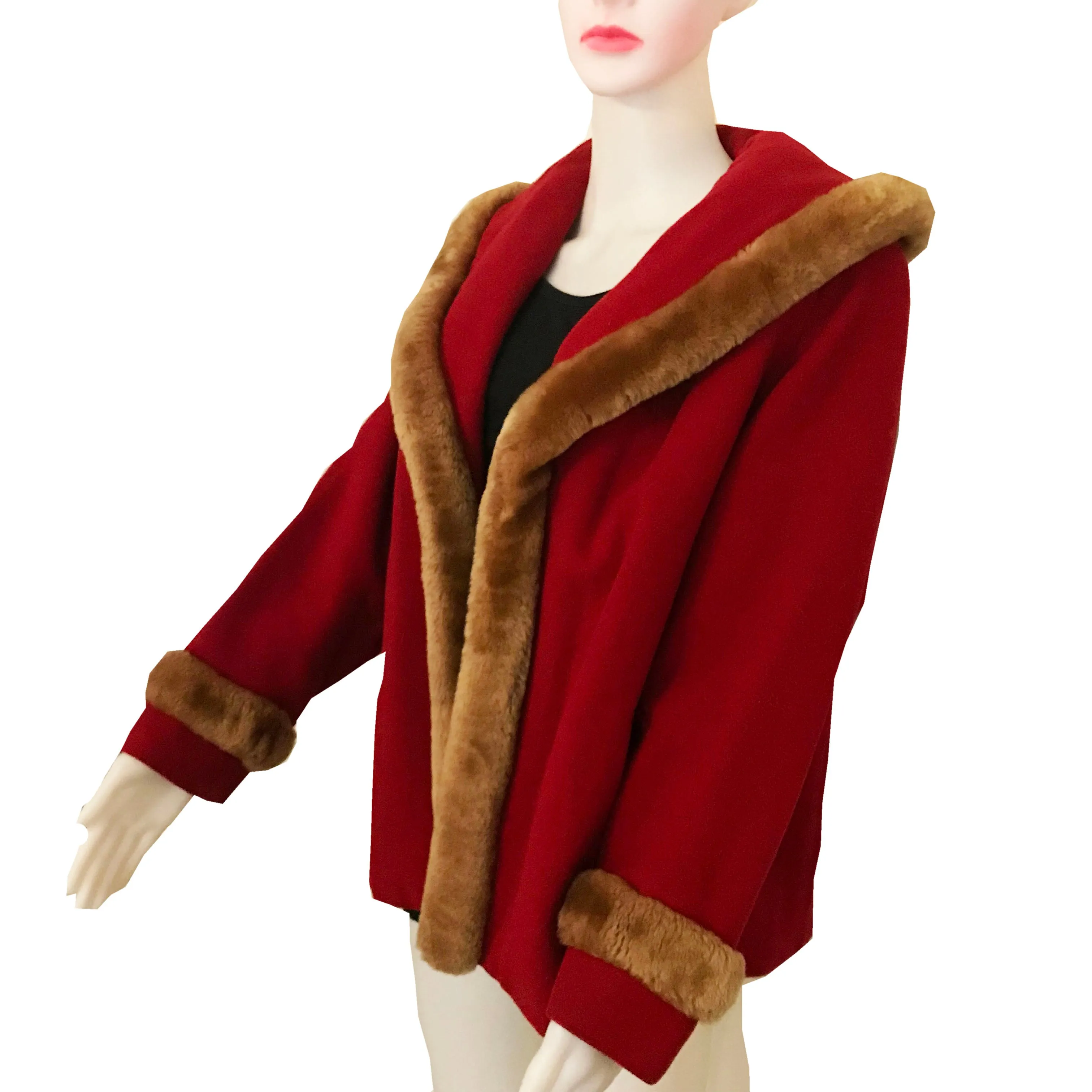 Vintage 1940s House of Erdrich Red Wool Coat