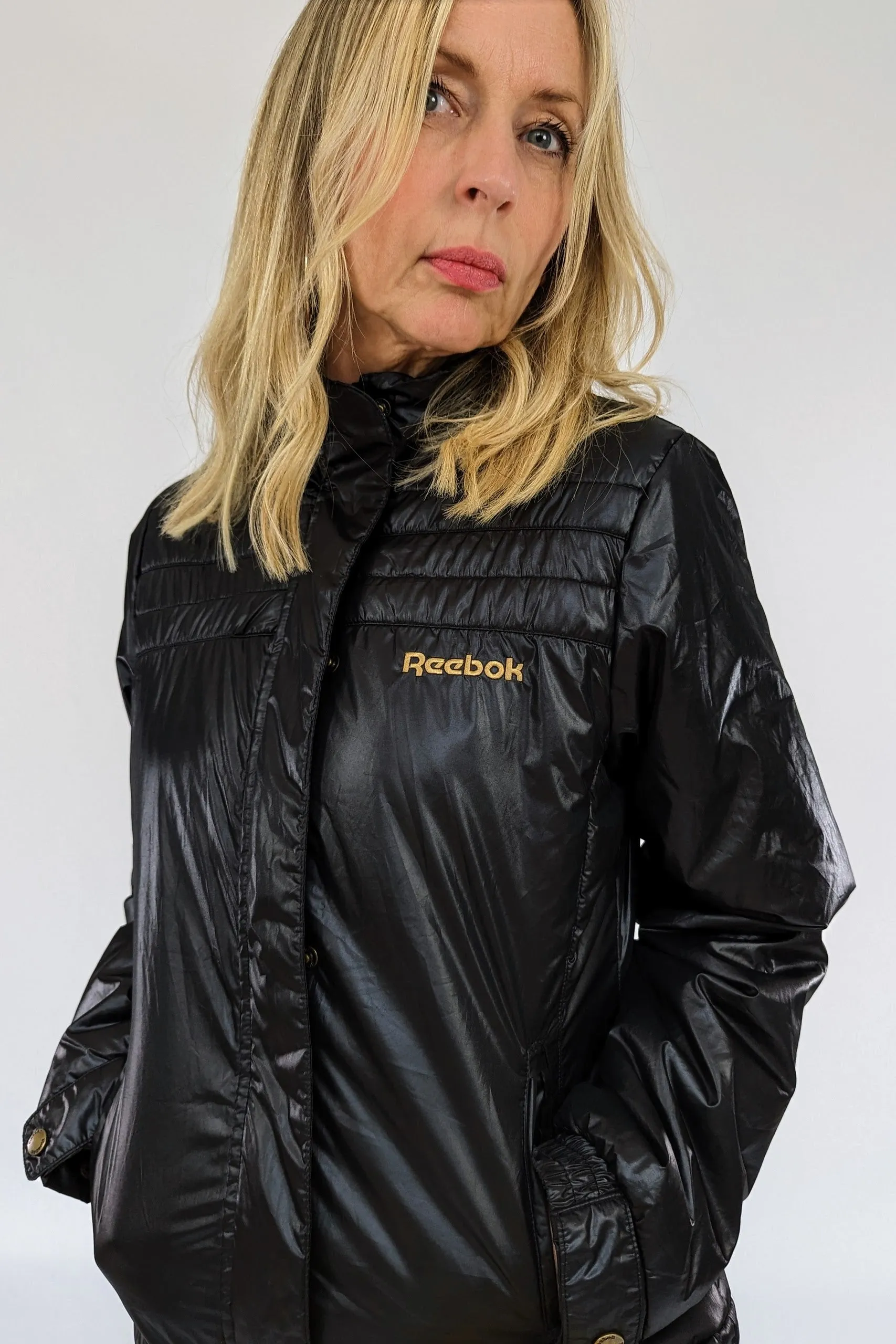 Vintage Black Shiny Reebok Puffer