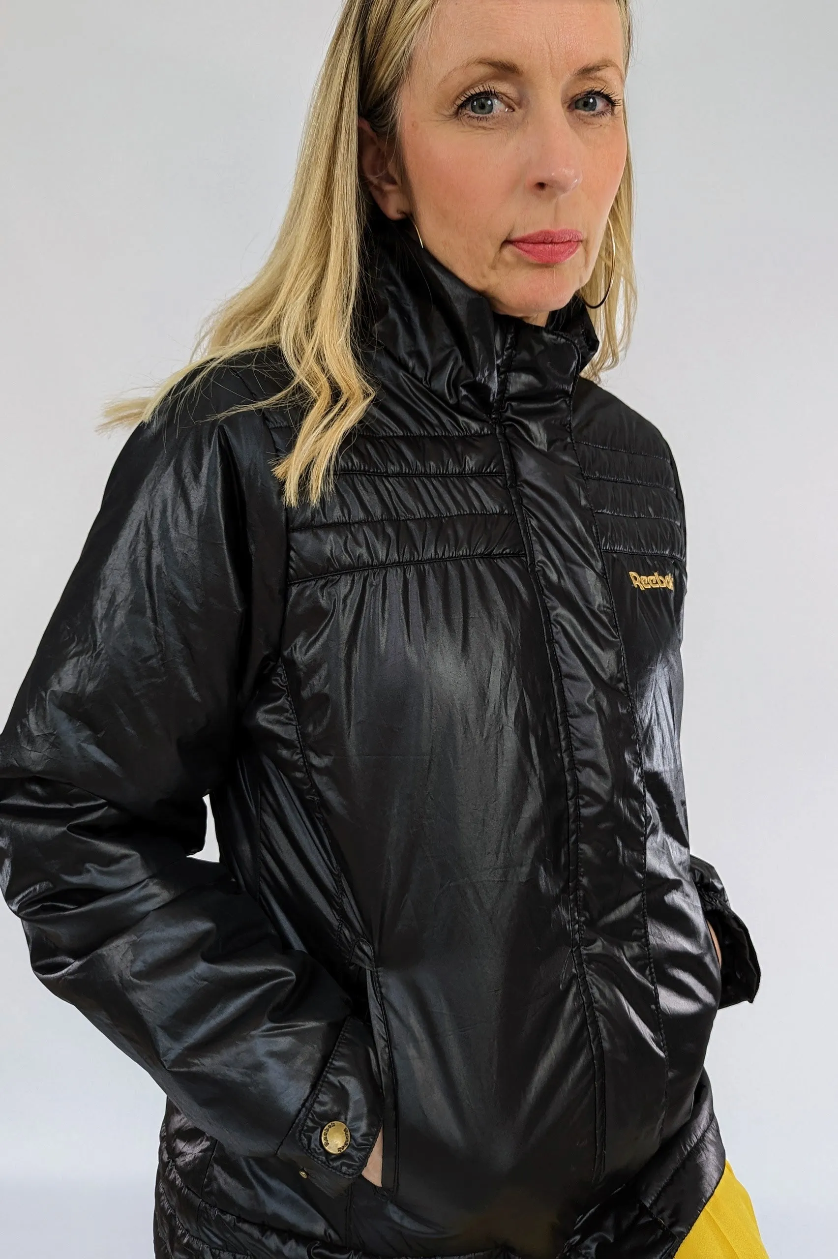 Vintage Black Shiny Reebok Puffer