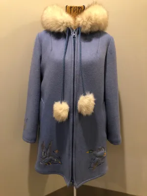 Vintage Northern Sun Light Blue Northern Parka with duck Motif, Made in Canada, SOLD