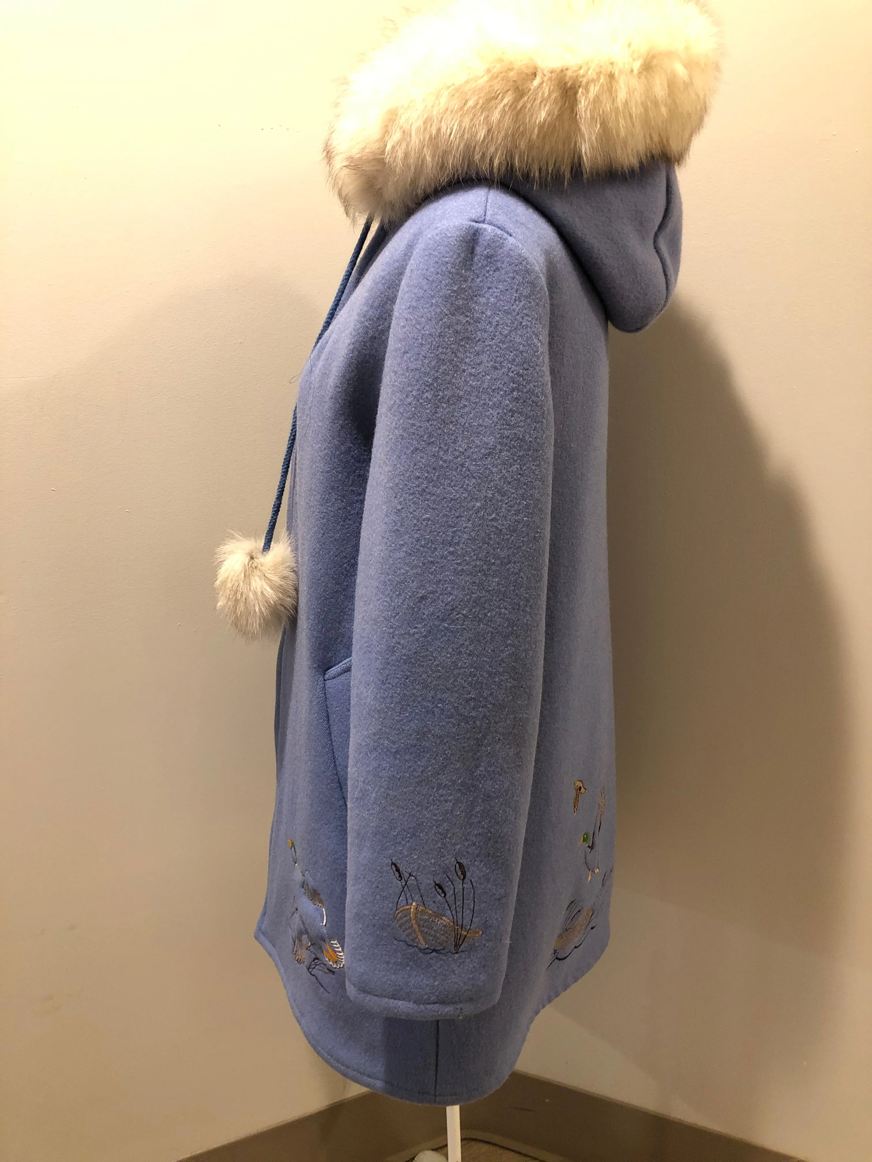 Vintage Northern Sun Light Blue Northern Parka with duck Motif, Made in Canada, SOLD