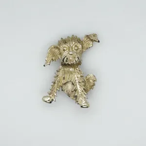 Whimsical Vintage Scratching Doggie Brooch