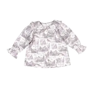 White & Pink Clara Paris Print Blouse