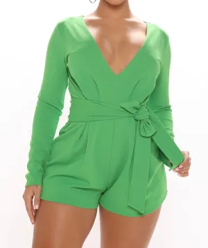 WOMEN "Vibrant Kelly Green Plus Size Shorts Jumpsuit"