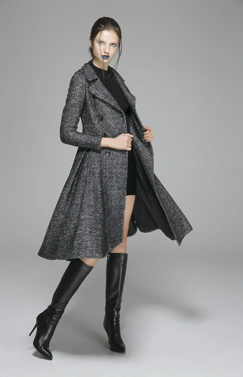 Womens Black Wool Coat Wool Jacket Winter Coat 1373#