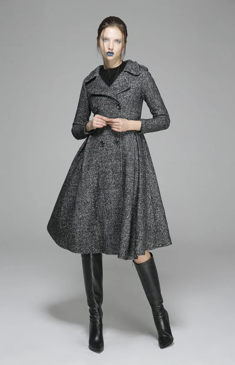 Womens Black Wool Coat Wool Jacket Winter Coat 1373#