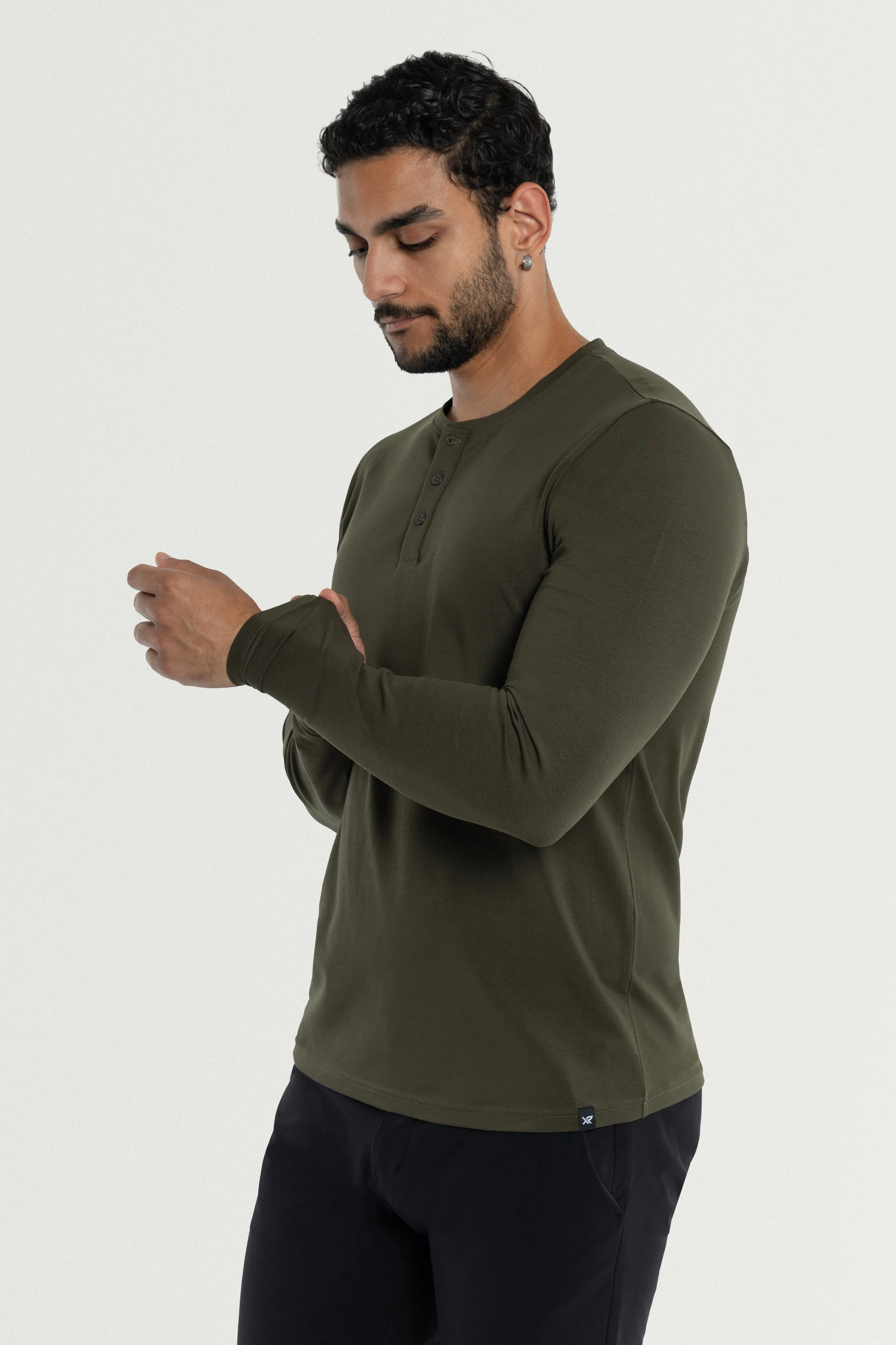 X RAY Men's Classic Long Sleeve Henley T-Shirt