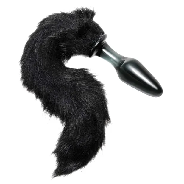 XR - Tailz Midnight Fox Tail Glass Anal Plug (Black)