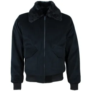 Y0KS Mens Bomber Fur Jacket - Black