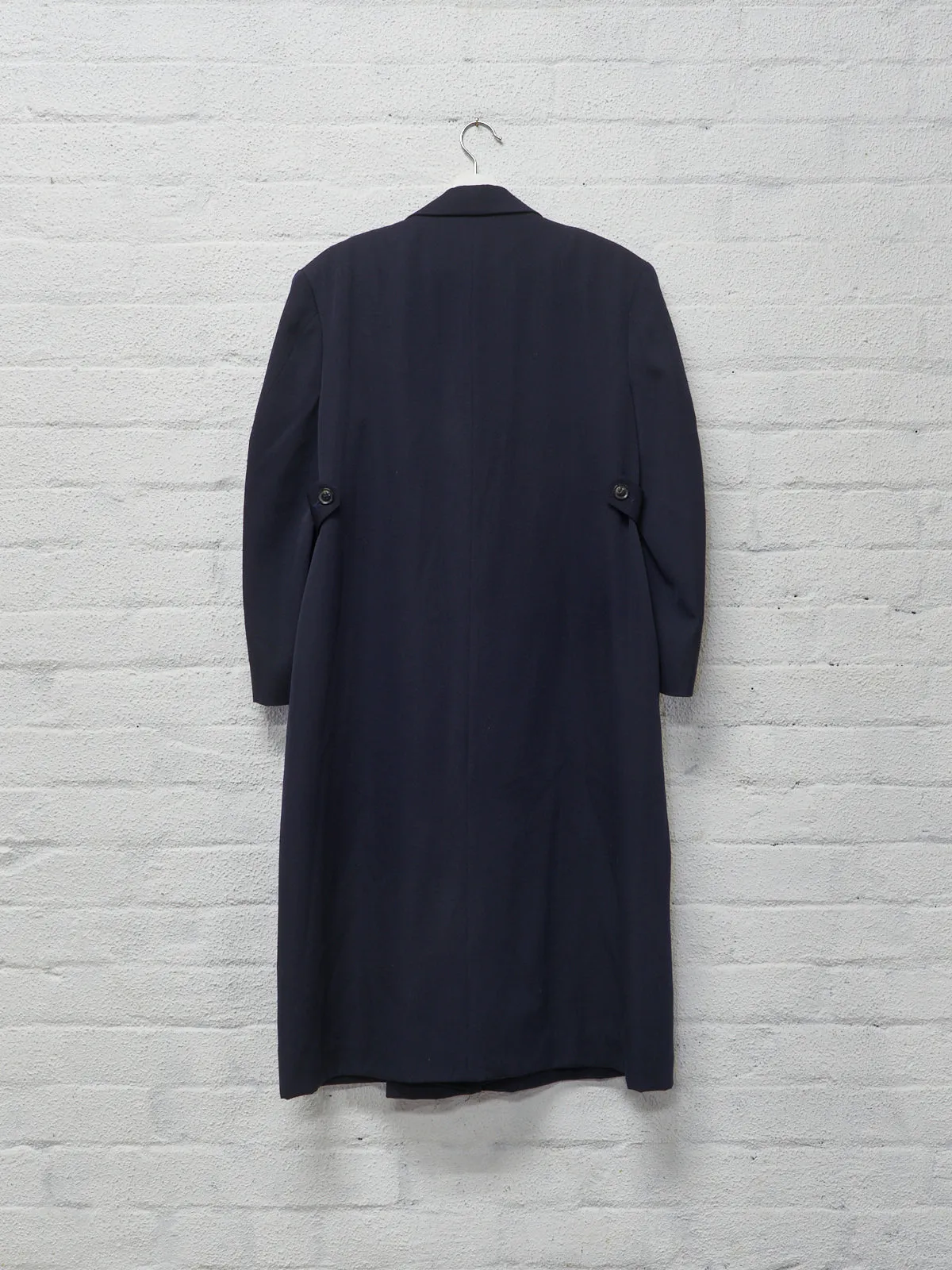 Y's Yohji Yamamoto 1990s dark navy wool 3 button side tab coat - womens S M L